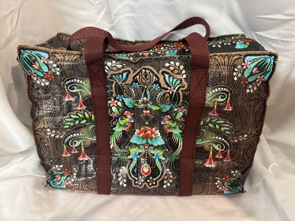 Blue Q Catalina Estrada Bird Floral Recycled Large Zip Tote Bag Retired